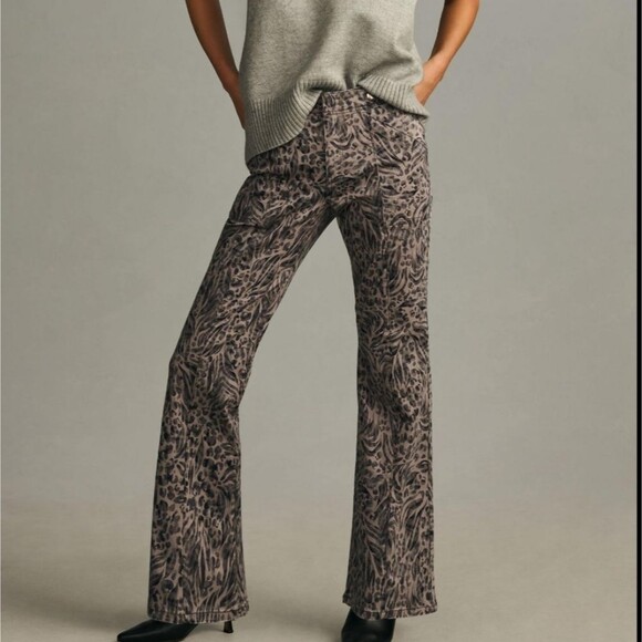 Pilcro Anthropologie Mid-Rise Demilune Boot Cut Utility Pant Women Size 29 Grey - Picture 1 of 11